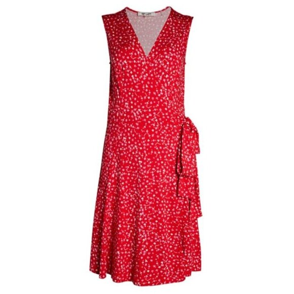 Diane Von Furstenberg Red Jasmine Floral Wrap Dress Size Medium - Picture 1 of 7
